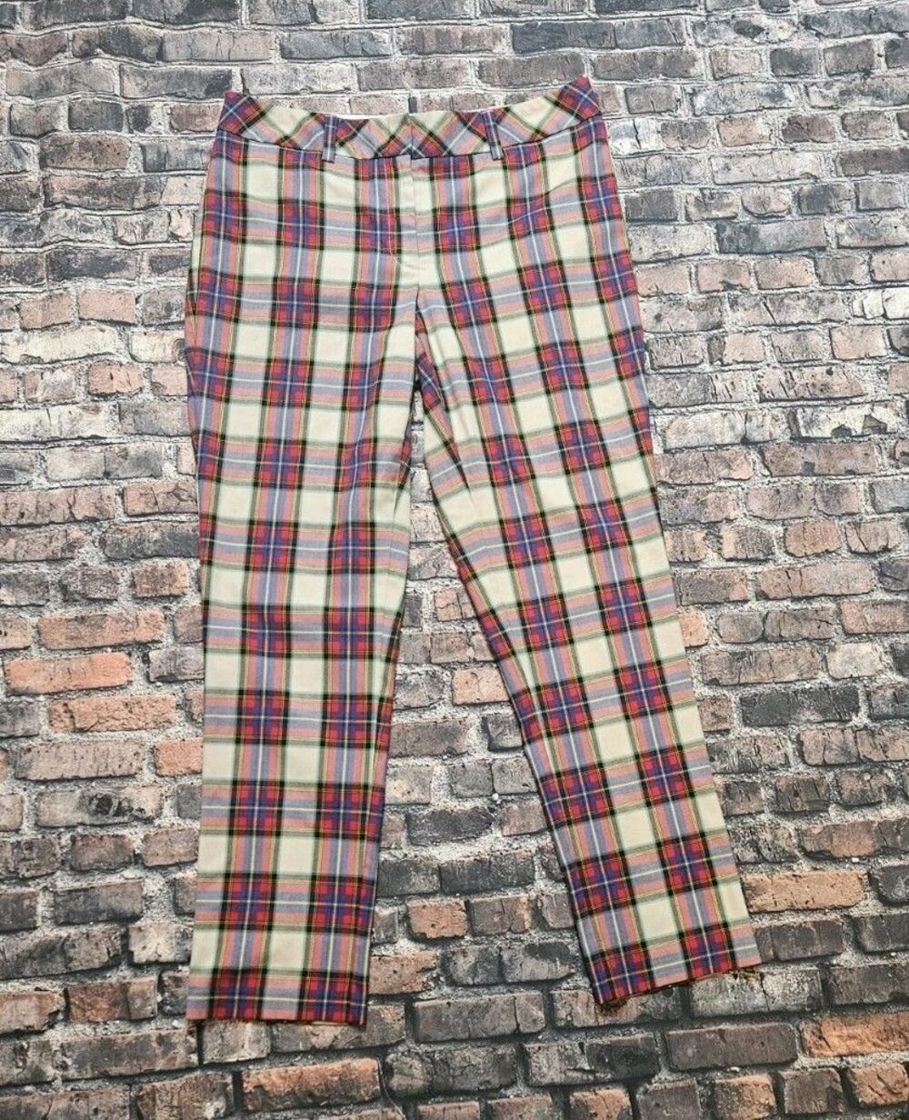 Lands' End Plaid Pants Slim Leg Size 12